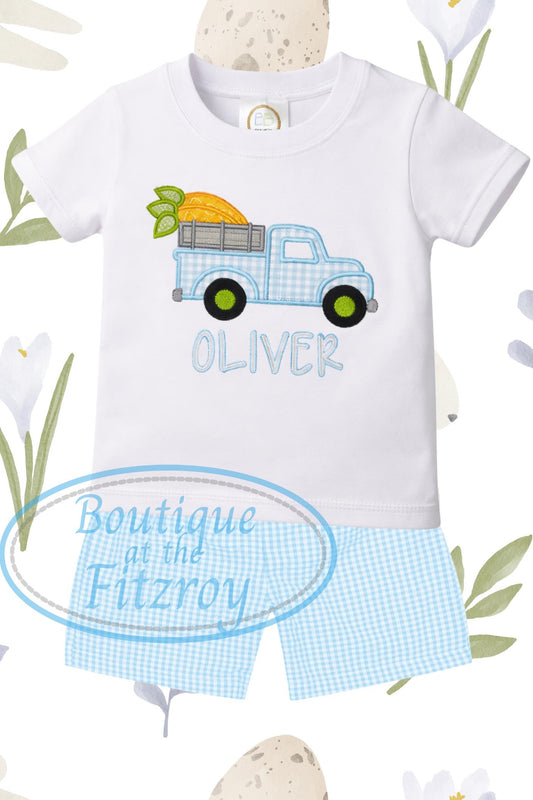 Boys Easter Outfit / Boys Easter Seersucker Shirt & Shorts Outfit / Personalized Boys Easter Shirt