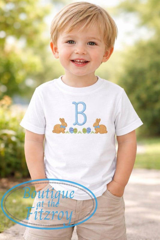 Embroidered Baby Boy Bubble /Easter / Personalized / Shower Gift / Bunnies / Birthday / Collar Romper