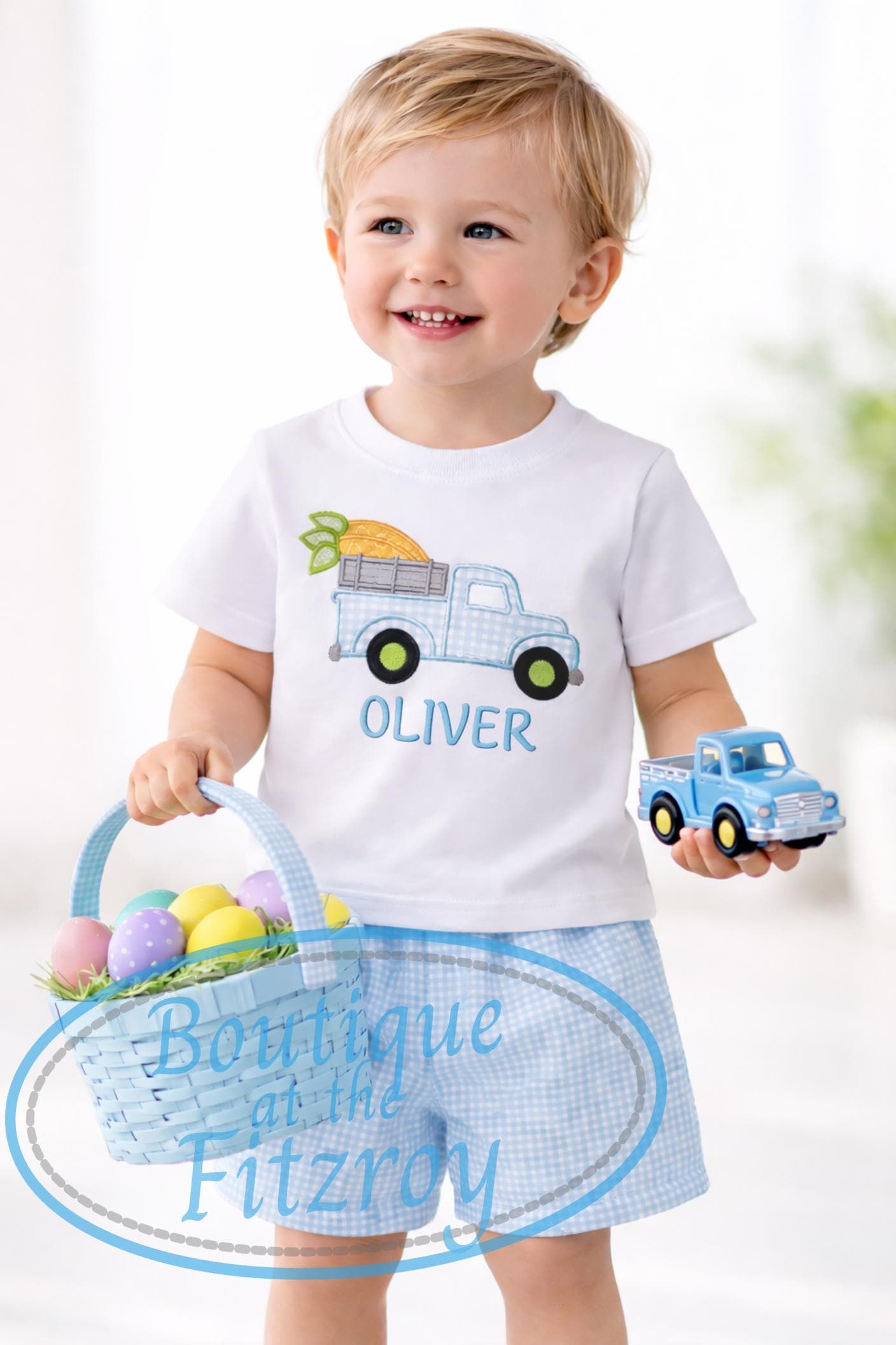 Boys Easter Outfit / Boys Easter Seersucker Shirt & Shorts Outfit / Personalized Boys Easter Shirt